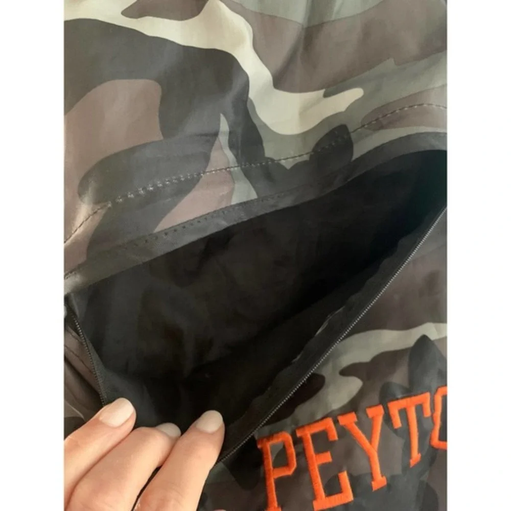 Thirty One Camouflage Cinch‎ sac backpack style with monogrammed “Peyton”